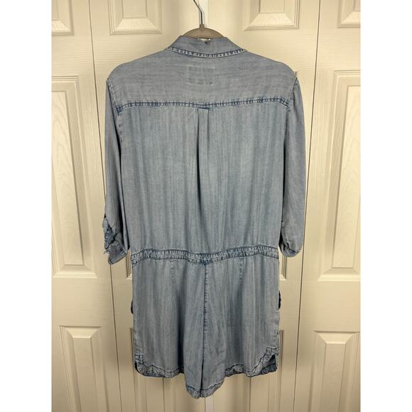 Velvet Heart Chambray Blue Denim Long Sleeve Romper Shorts Jumpsuit Medium - Picture 6 of 7